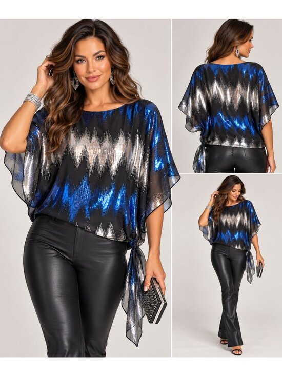 Siasia Tops - Vintage 1980's Siasia New York Studio 54 Oversized Hip Tie Metallic Thread Top